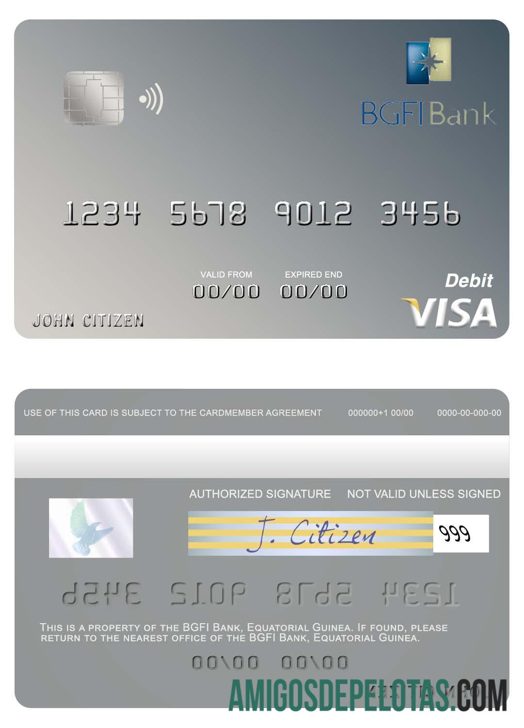 Guinea Khatulistiwa BGFI bank visa Debit kartu templat