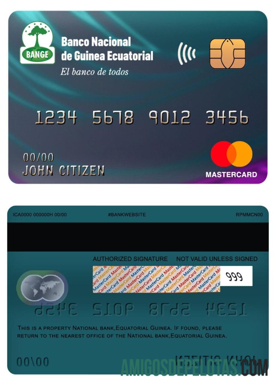 Guinea Khatulistiwa nasional bank mastercard desain