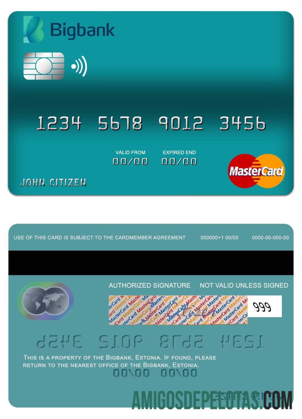 Estonia Bigbank mastercard desain