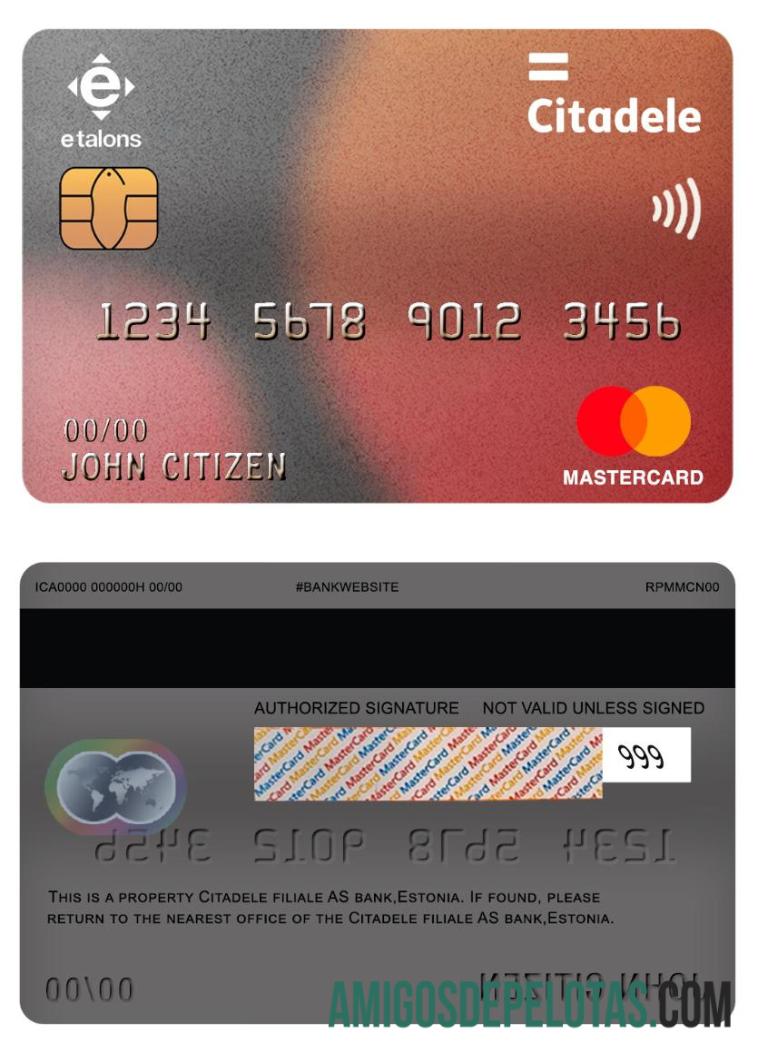 Estonia Citadele Filiale AS bank mastercard sampel