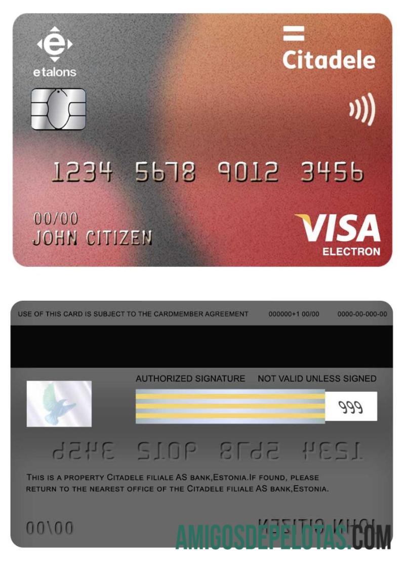 Estonia Citadele Filiale AS bank visa electron kartu templat