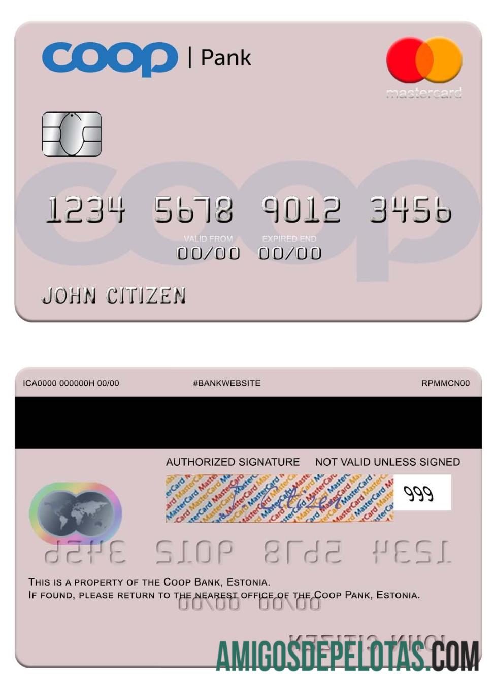 Estonia Coop Pank mastercard templat
