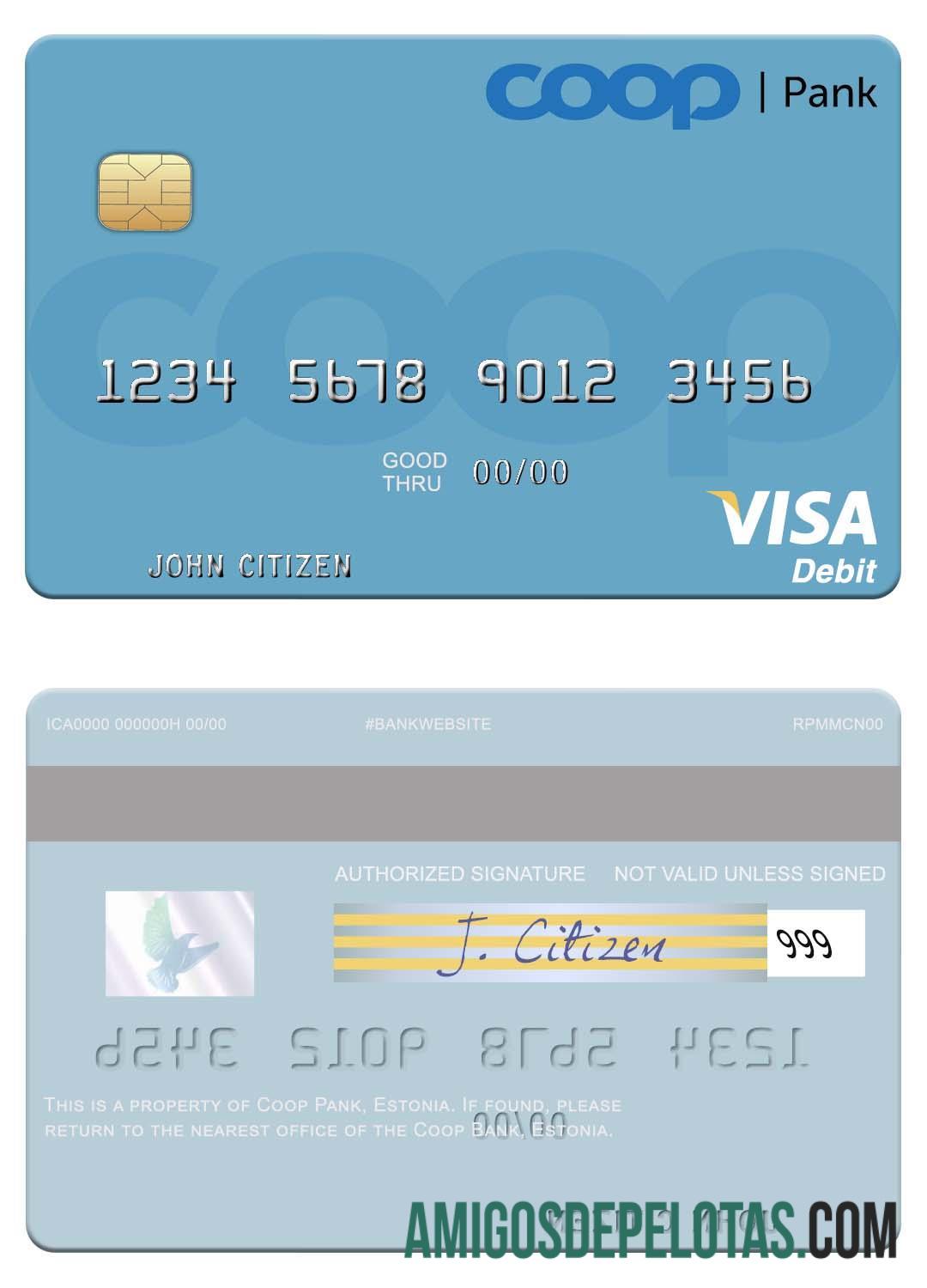 Estonia Coop Pank visa Debit kartu pratinjau