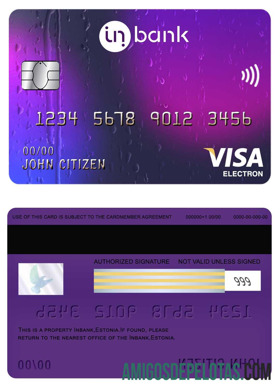 Estonia Inbank visa electron kartu templat