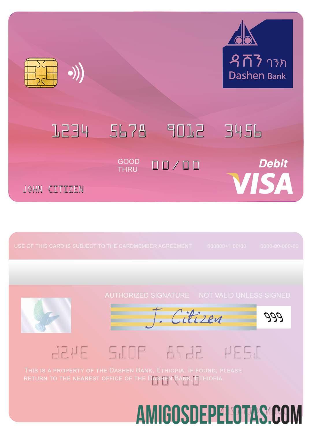 Etiopia Dashen bank visa Debit kartu sampel