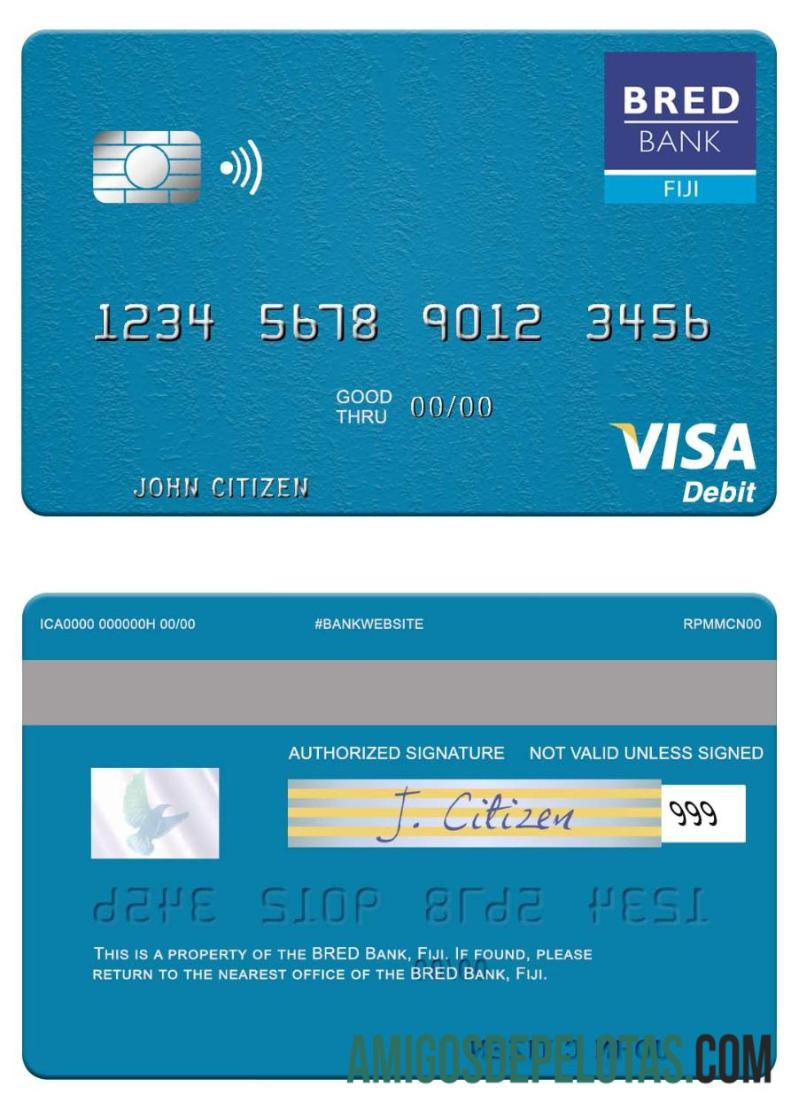 Fiji BRED bank visa Debit kartu desain