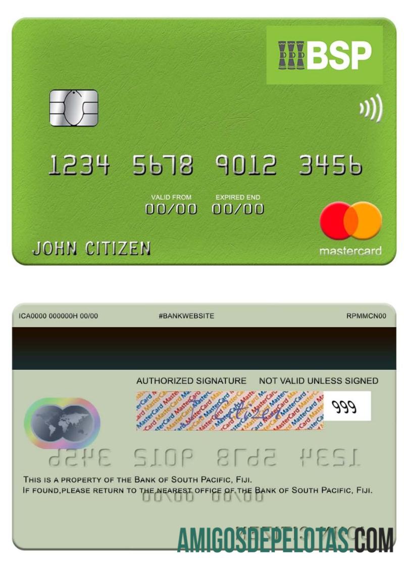 Fiji bank of South Pacific mastercard desain