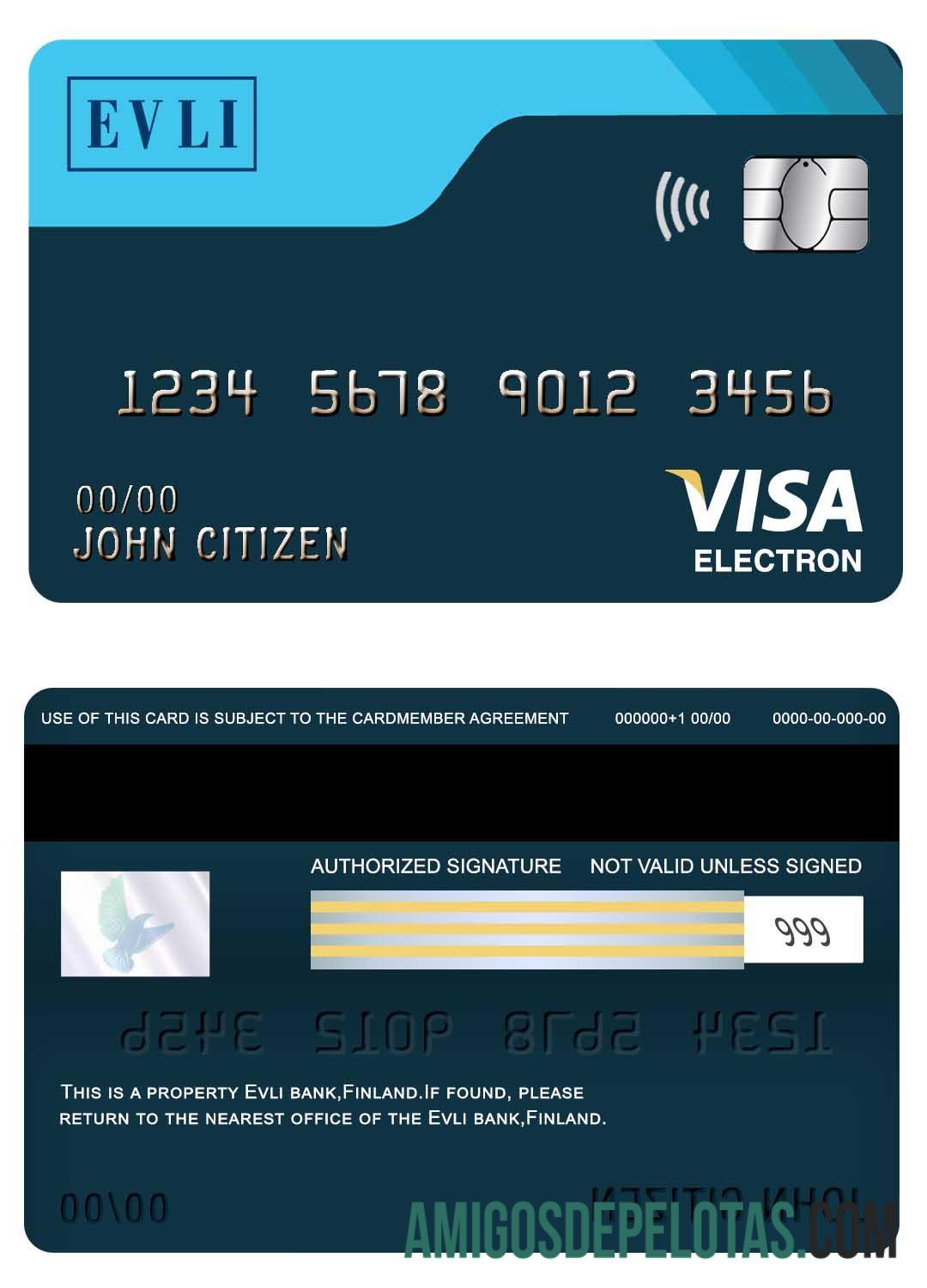Finlandia Evli bank visa electron kartu templat