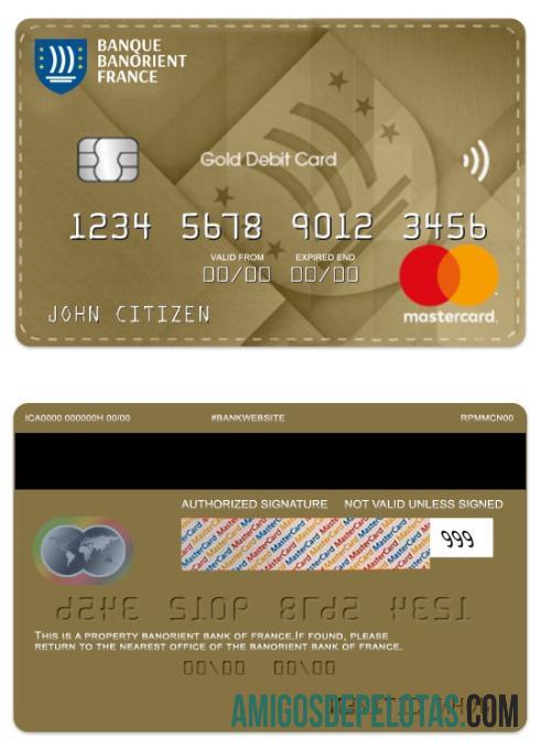Prancis Banorient bank gold Debit mastercard sampel