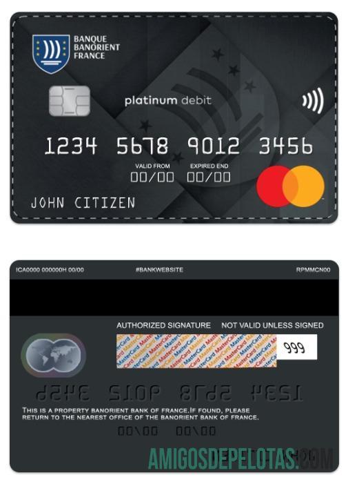 Prancis Banorient Prancis bank platinum Debit mastercard templat