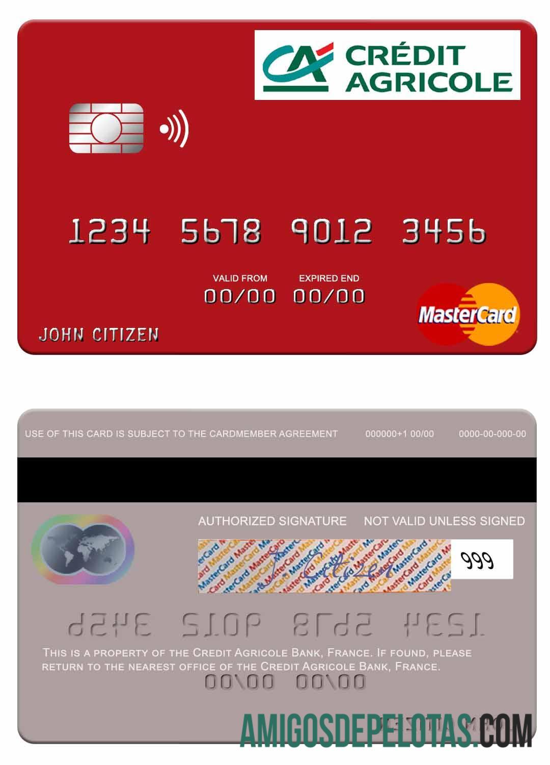 Prancis Kredit Agricole bank mastercard templat