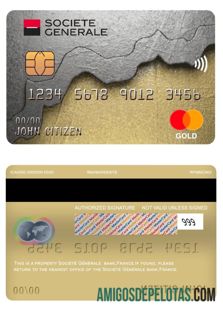 Prancis Socie╠üte╠ü Ge╠üne╠ürale bank mastercard sampel