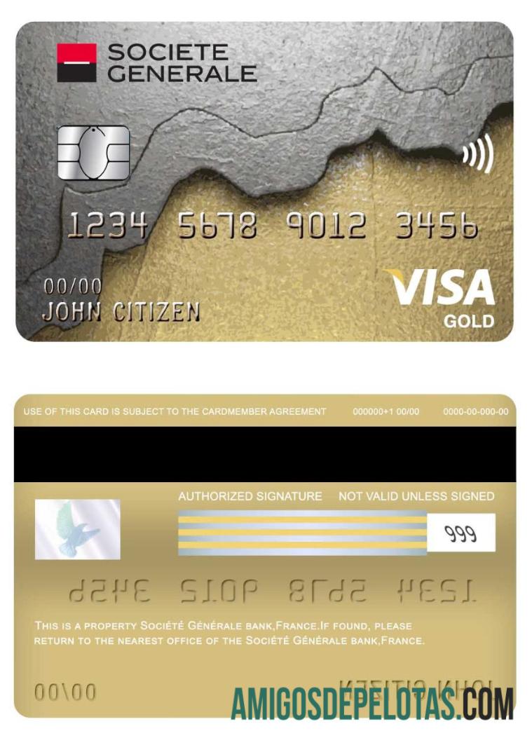 Prancis Socie╠üte╠ü Ge╠üne╠ürale bank visa gold kartu desain