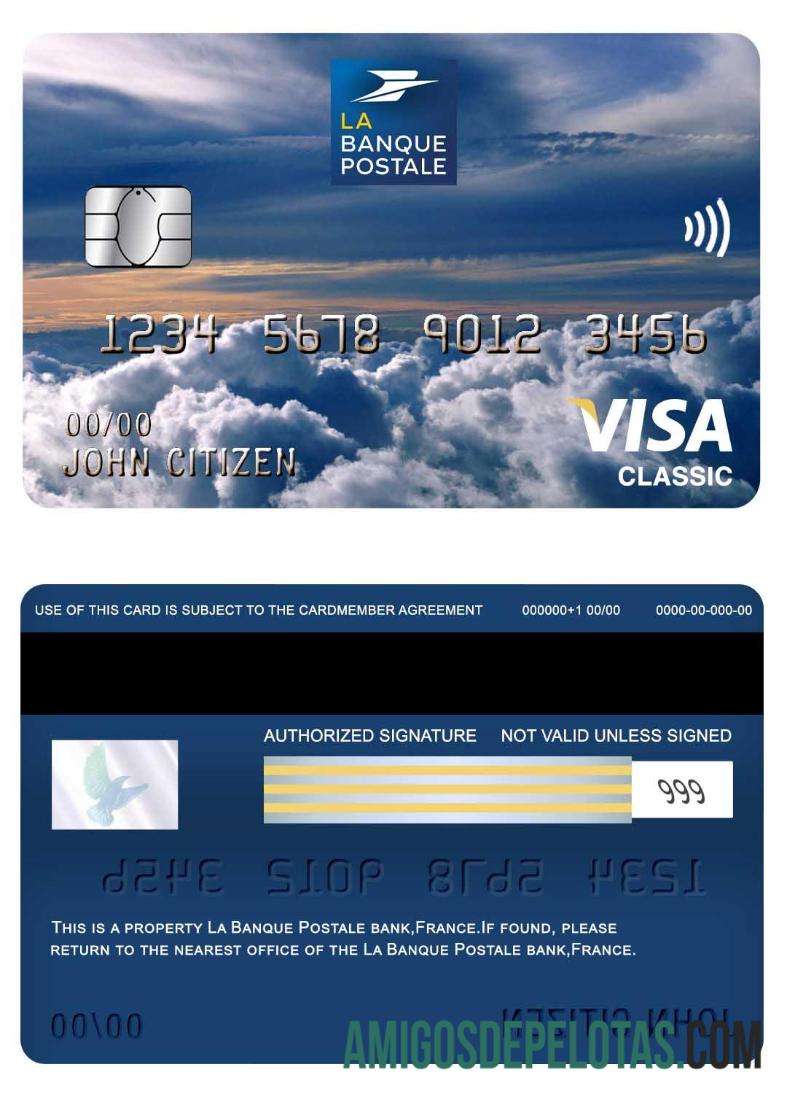 Prancis la Banque Postale bank visa classic kartu sampel