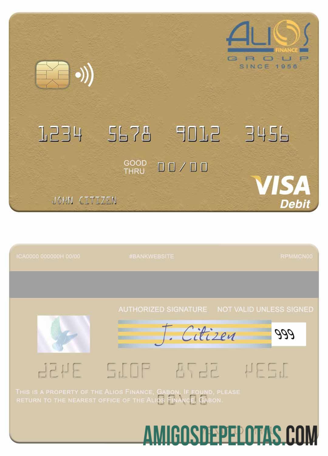 Gabon Alios Prancis visa Debit kartu templat
