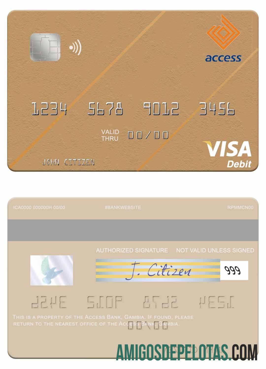 Gambia Access bank visa Debit kartu desain
