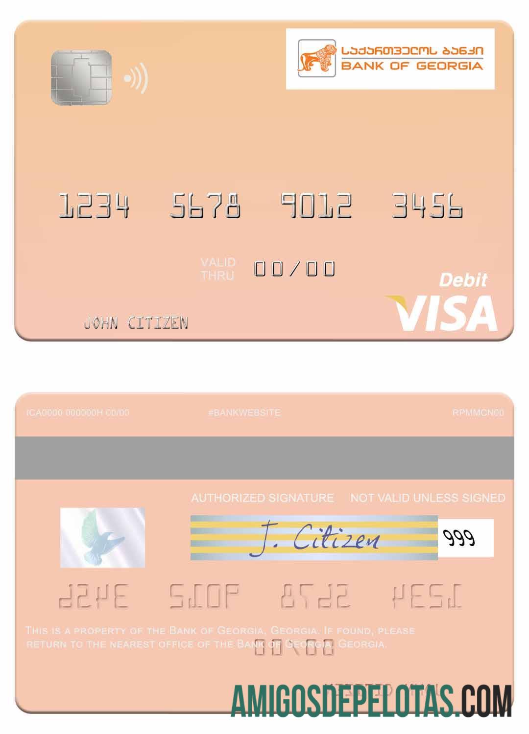 Georgia bank of Georgia visa Debit kartu templat