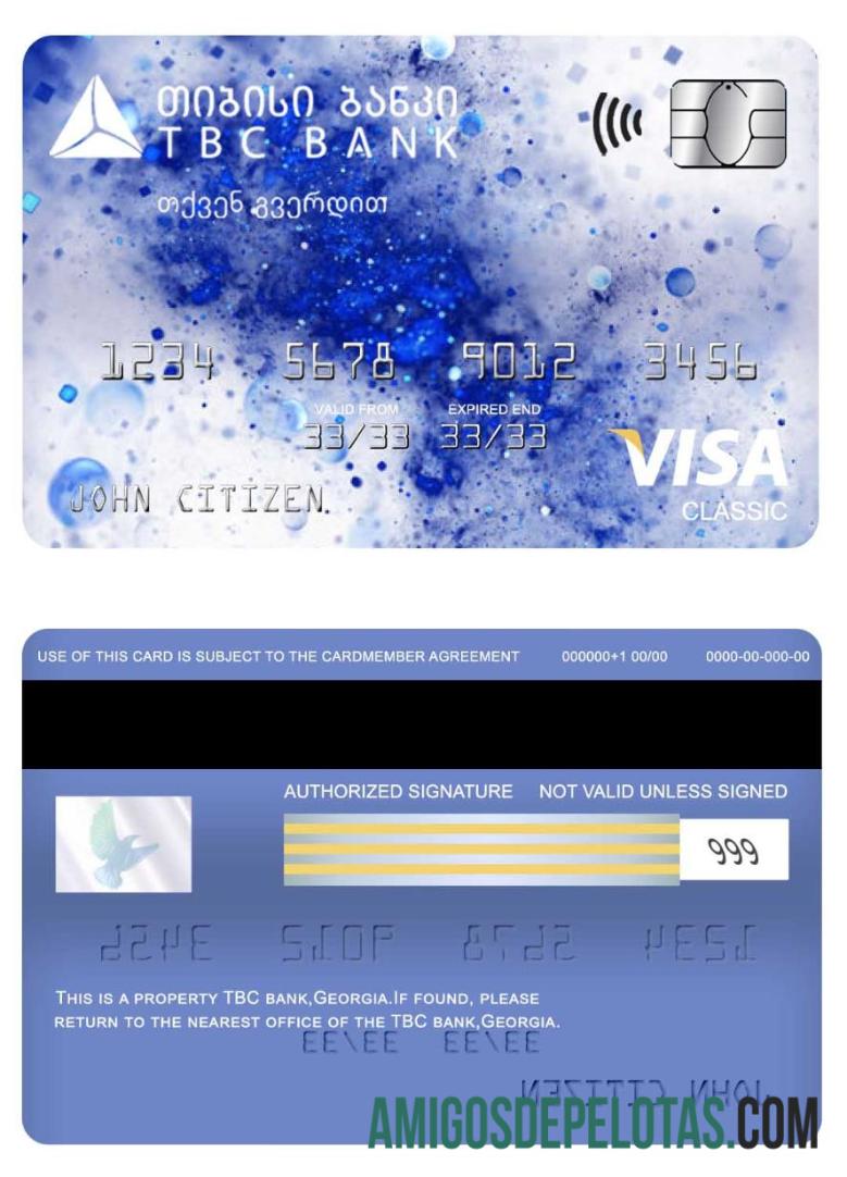 Georgia TBC bank visa classic kartu desain