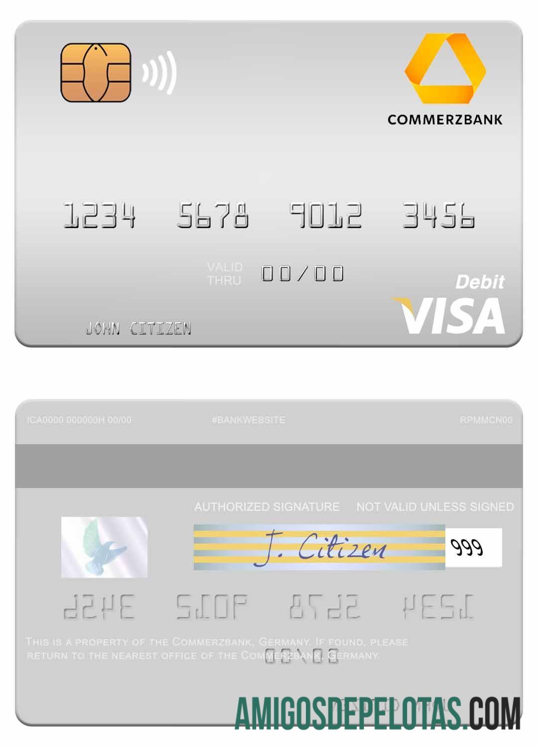 Jerman Commerz bank visa Debit kartu desain