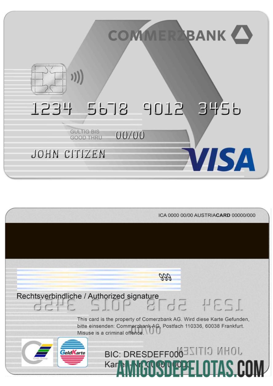 Jerman Commerzbank visa kartu sampel
