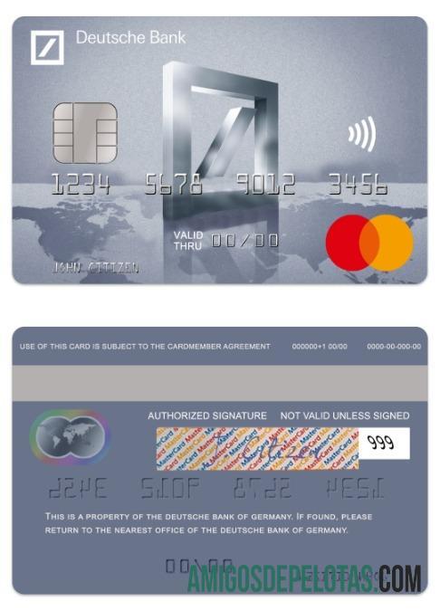 Jerman Deutsche bank perjalanan mastercard sampel