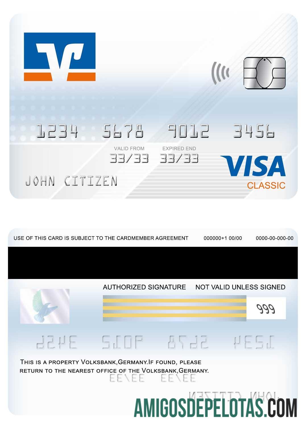 Jerman Volksbank visa classic kartu sampel