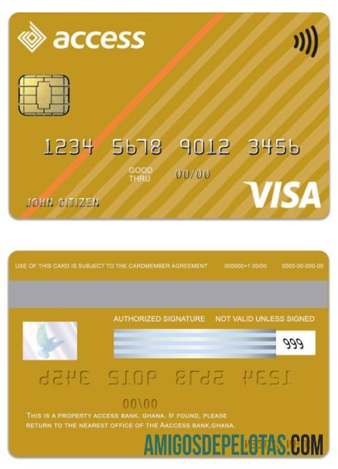 Ghana Access bank visa gold kartu sampel