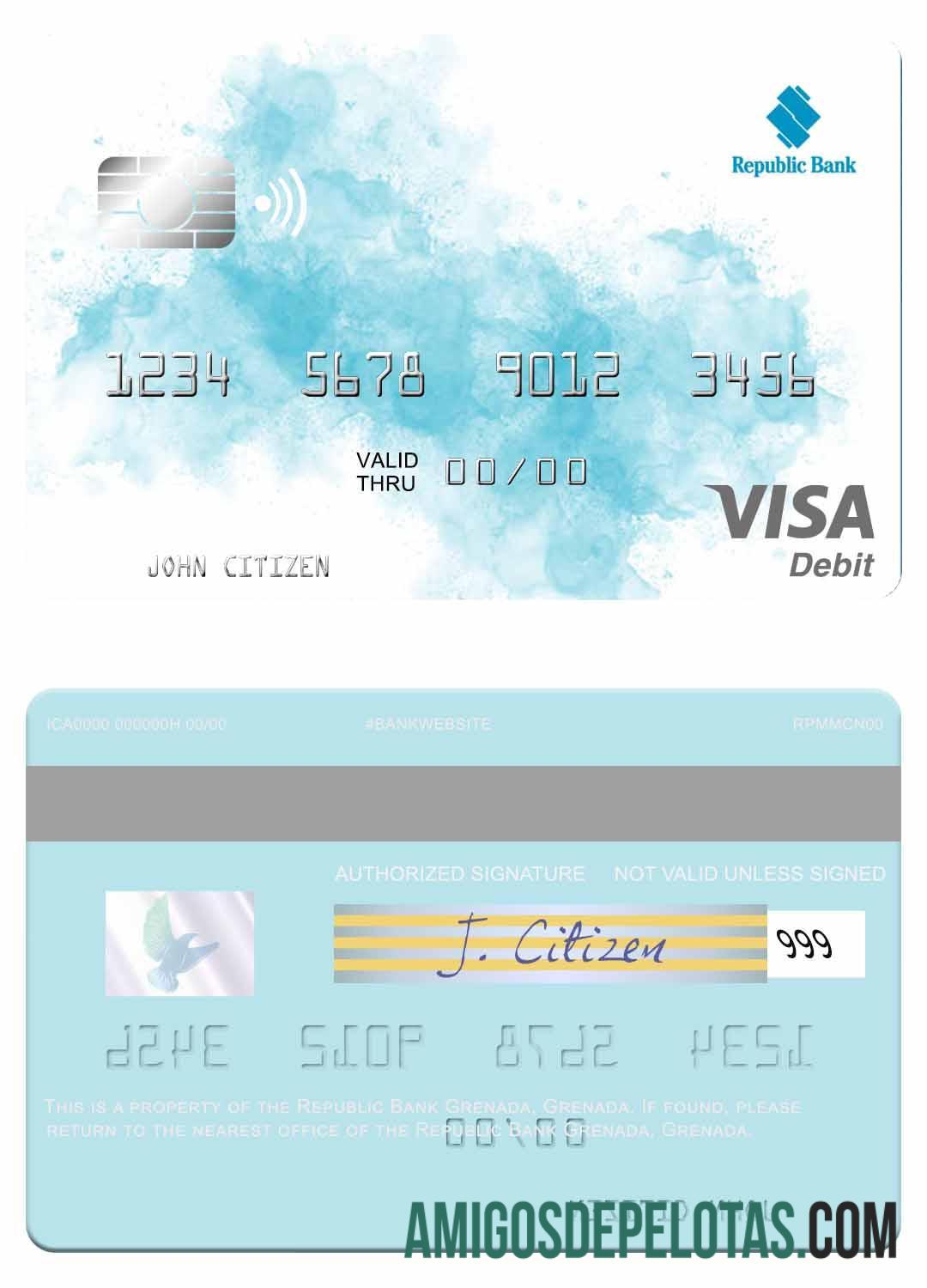Grenada Republic bank Grenada visa Debit kartu sampel