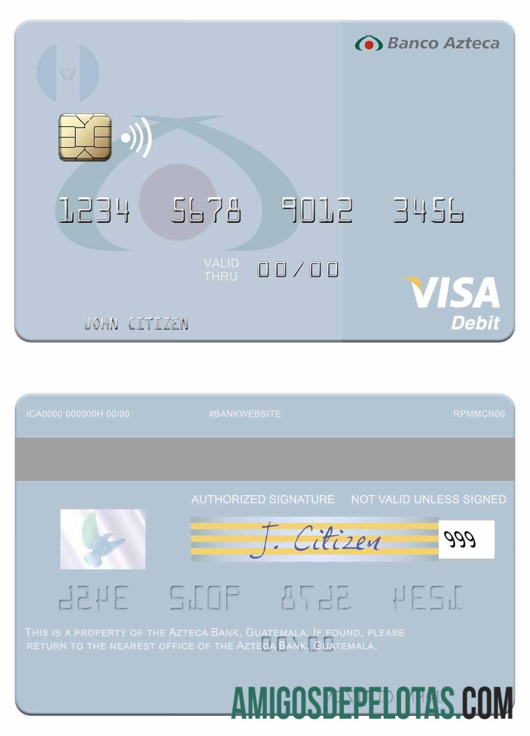 Guatemala Azteca bank visa Debit kartu makering