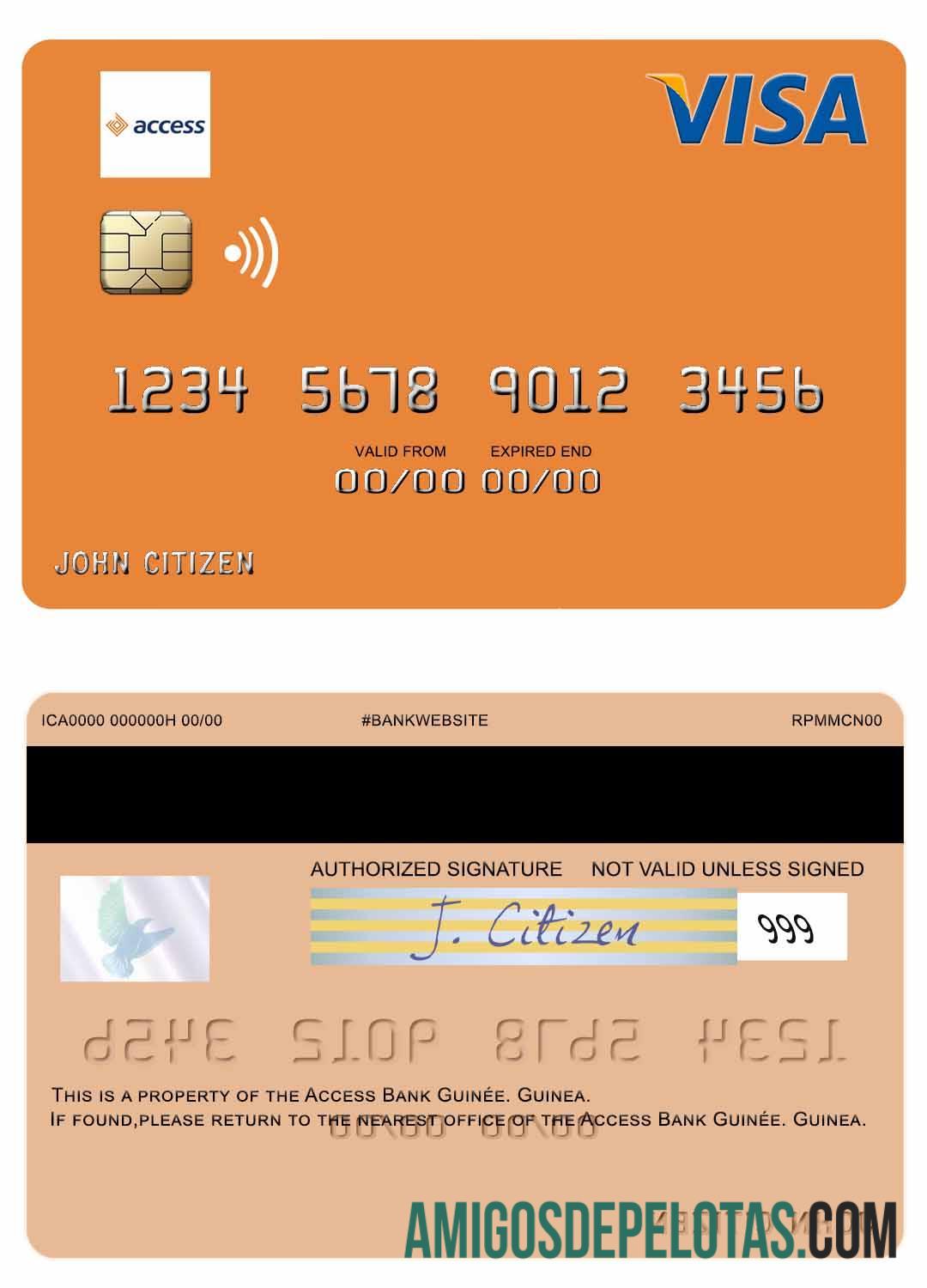 Guinea Access bank Guine╠üe visa Debit kartu templat