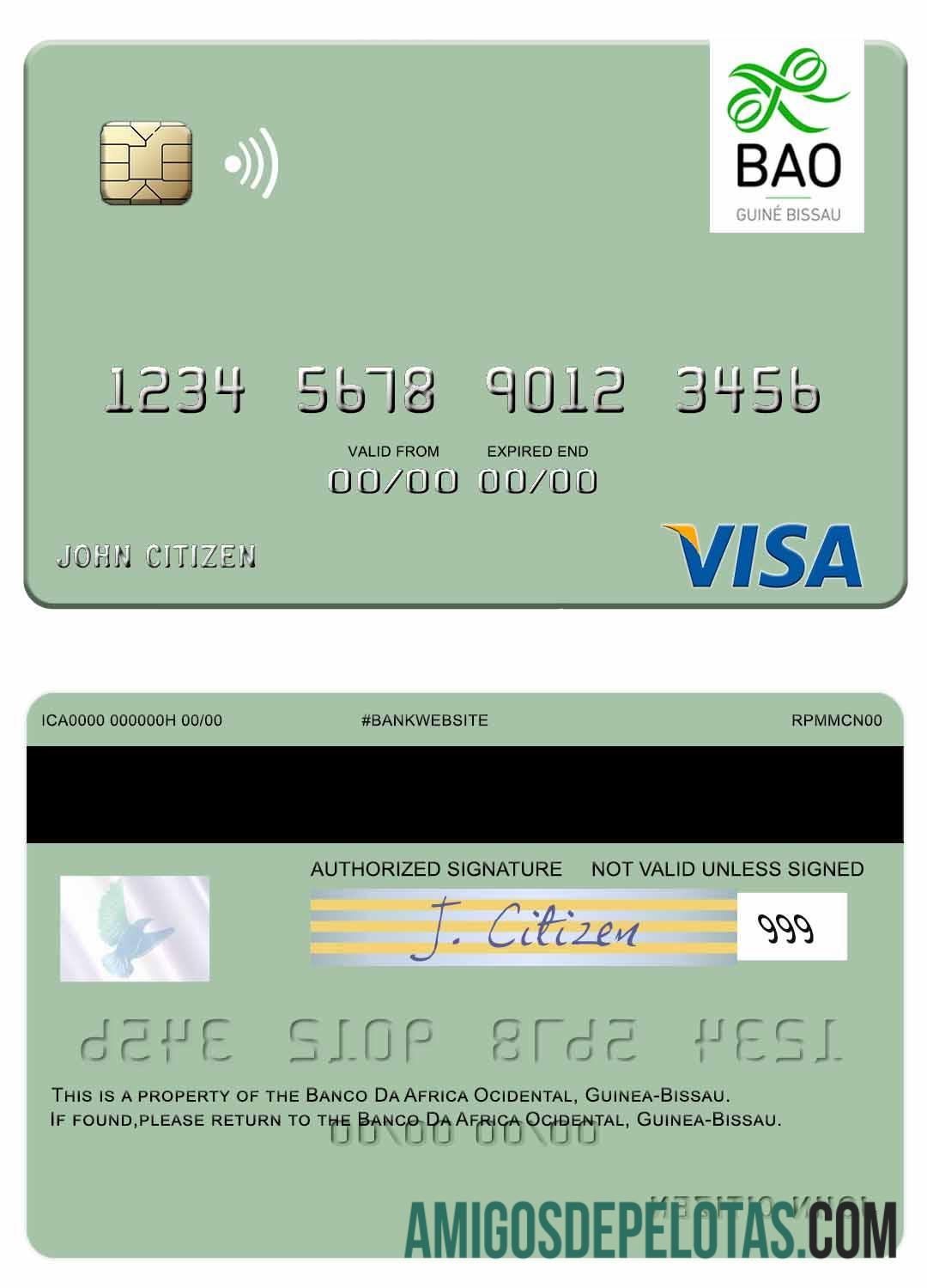 Guinea Bissau Banco Da Africa Ocidental visa Debit kartu templat