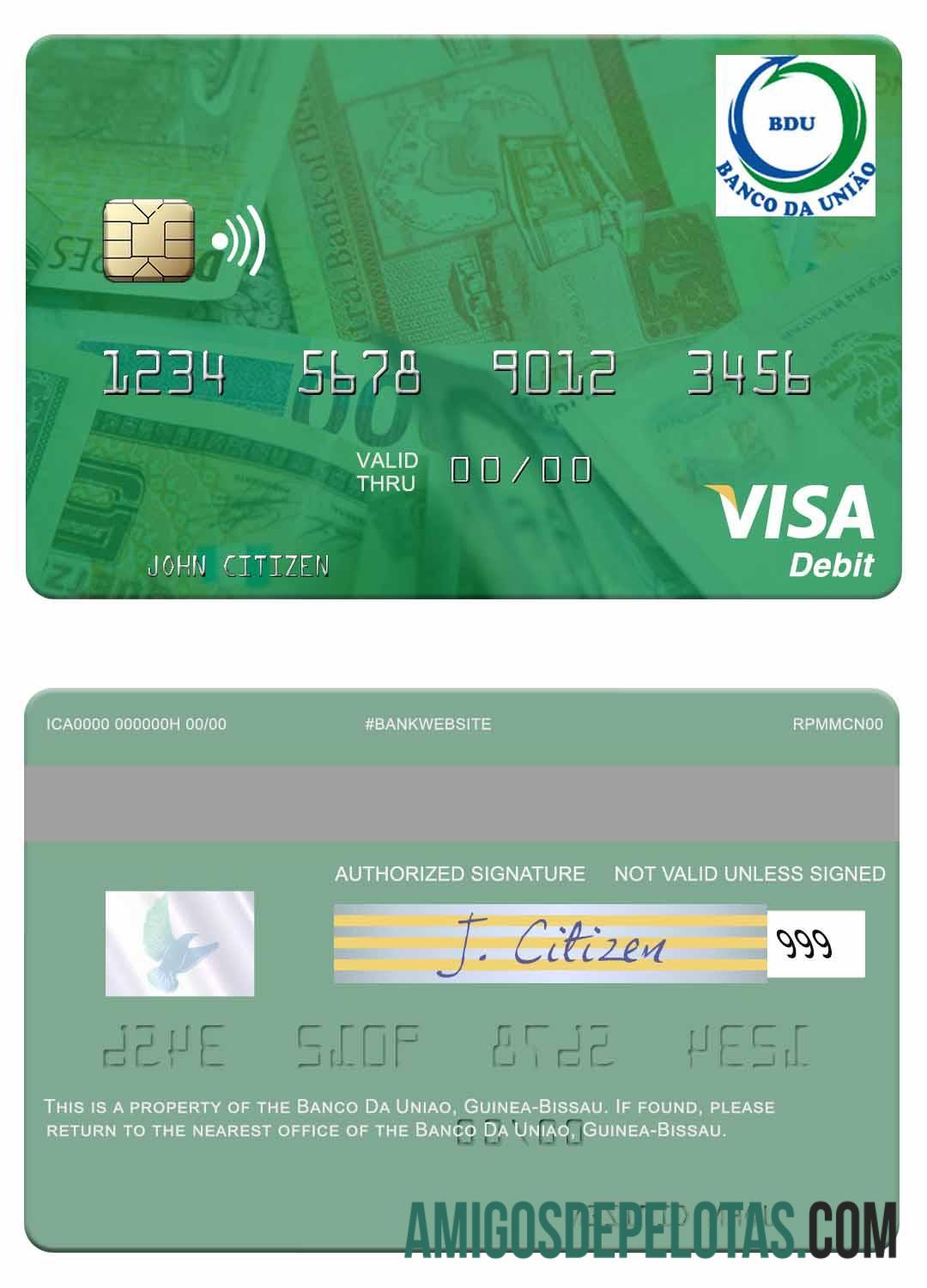 Guinea Bissau Banco Da Uniao visa Debit kartu desain