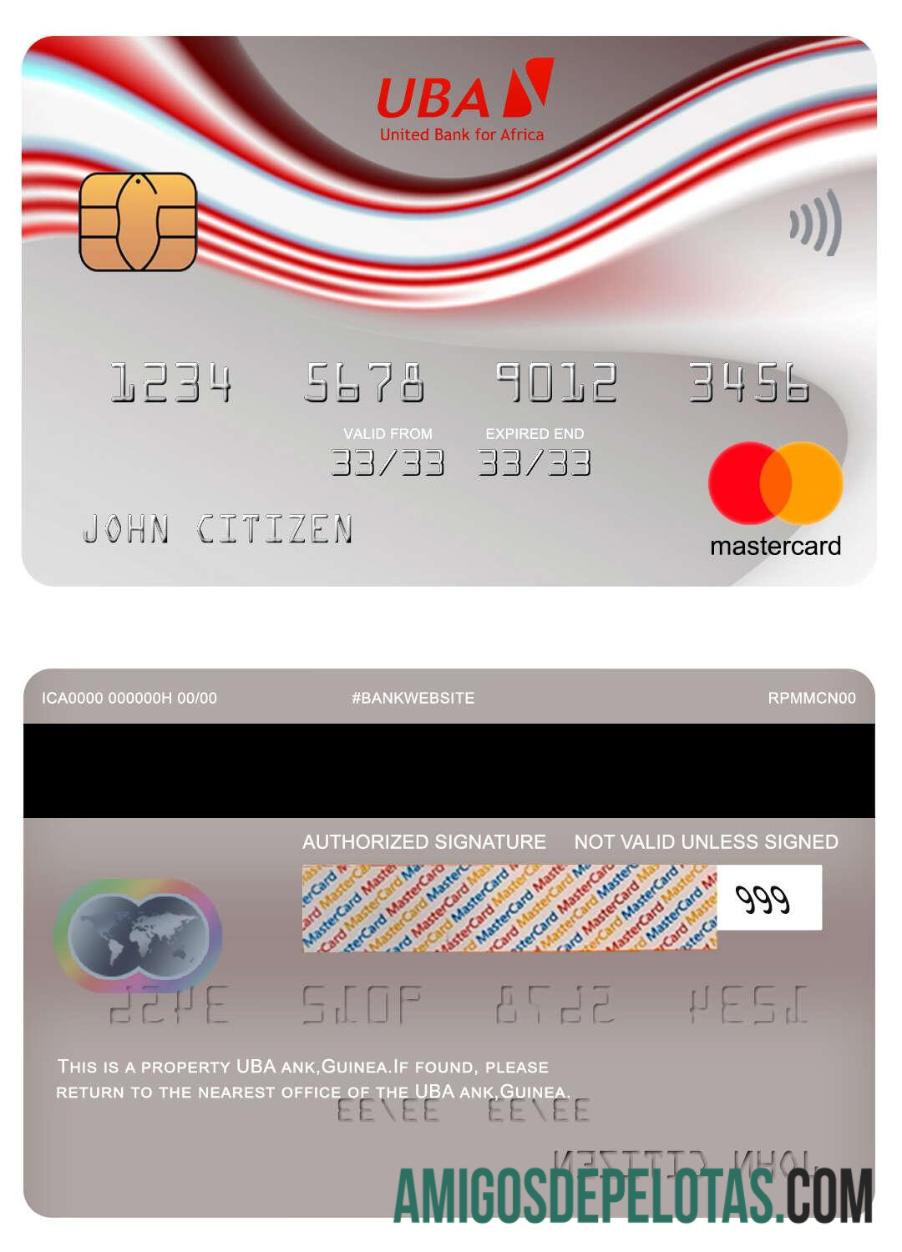 Guinea UBA bank mastercard sampel
