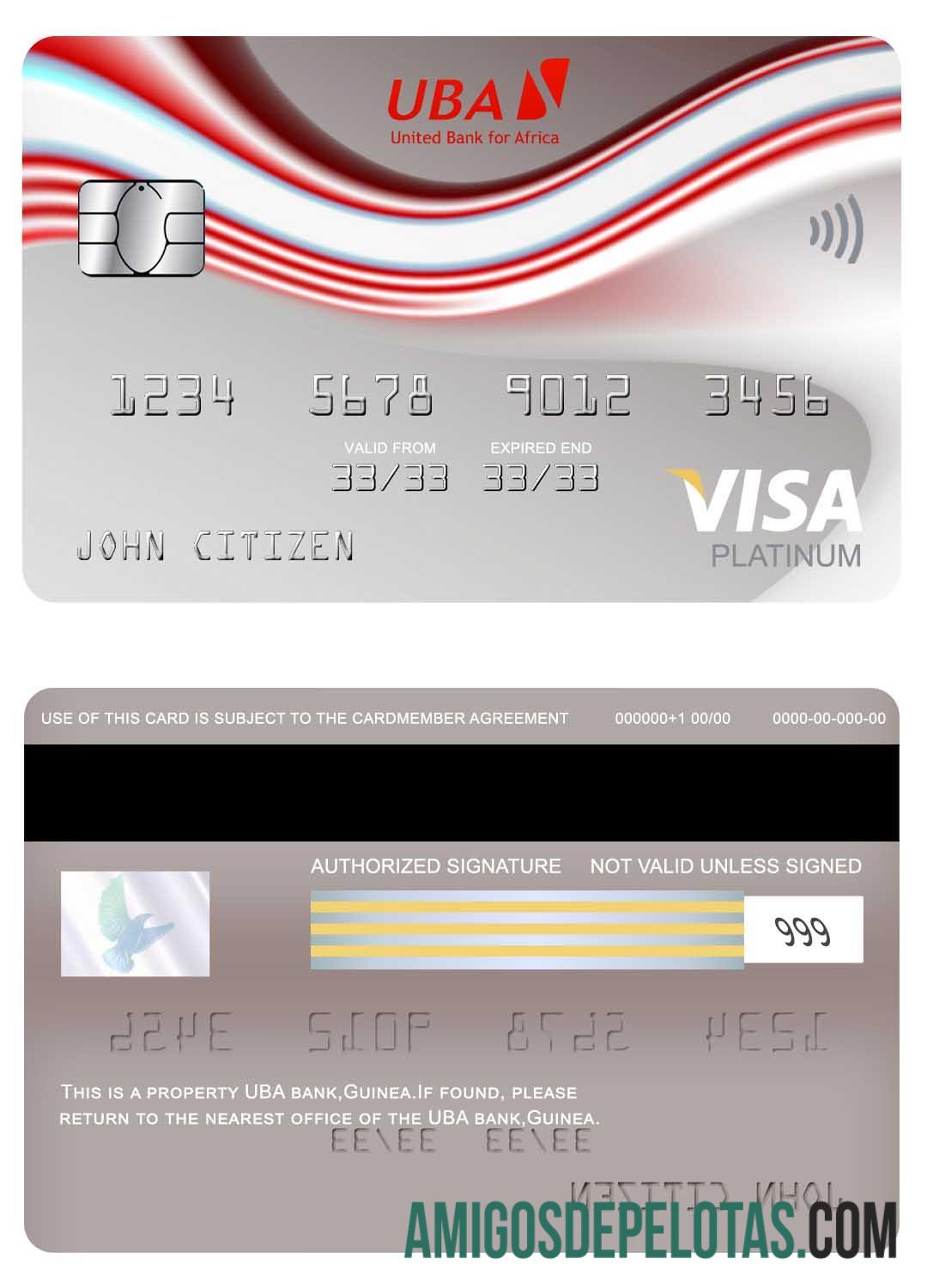 Guinea UBA bank visa platinum kartu templat