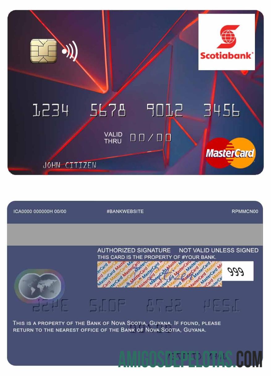Guyana bank of Nova Scotia mastercard sampel