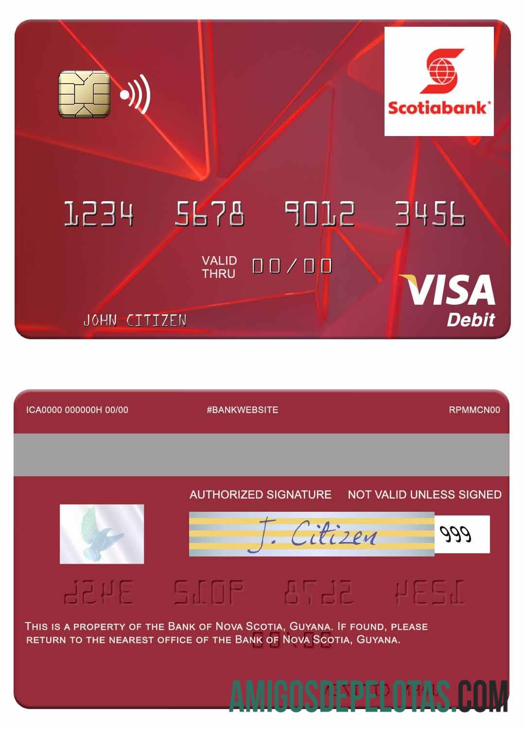 Guyana bank of Nova Scotia visa Debit kartu pratinjau