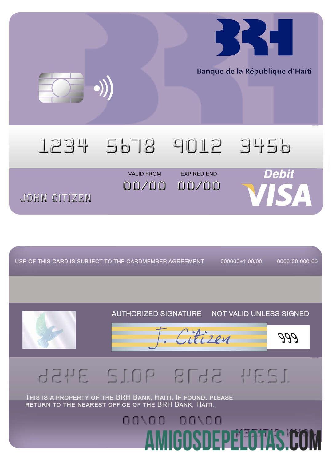 Haiti BRH bank visa Debit kartu sampel