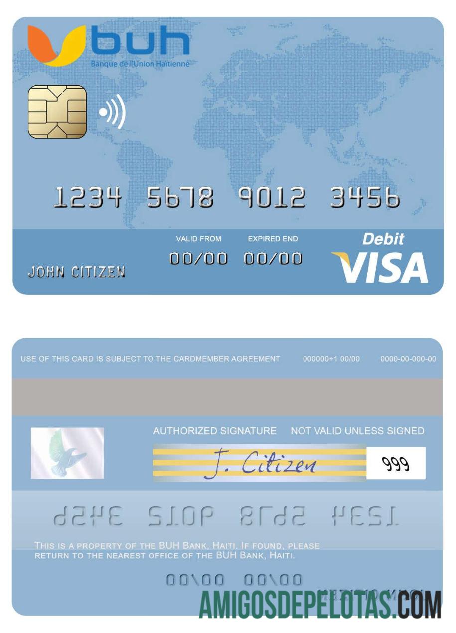 Haiti BUH bank visa Debit kartu sampel