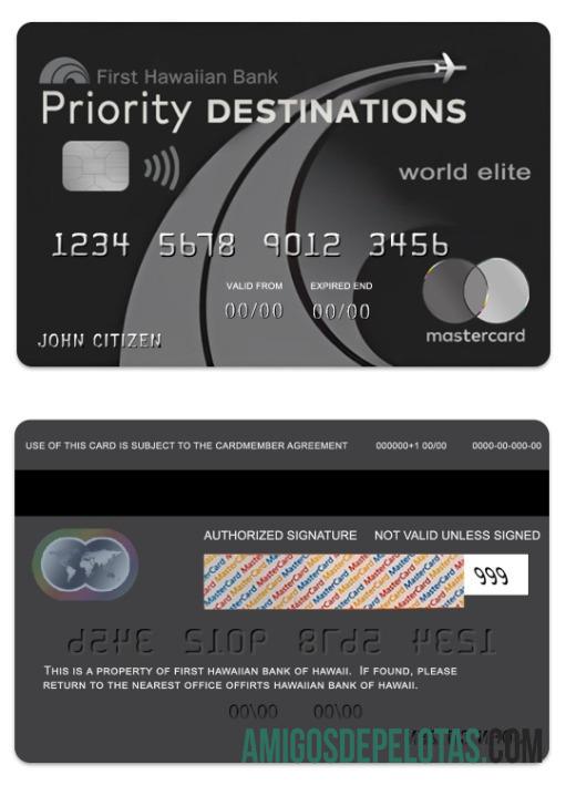 Hawaii Priority Destinations World Elite Kredit mastercard templat