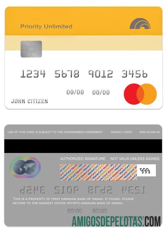 Hawaii Priority Unlimite Cash Belakang Kredit mastercard templat