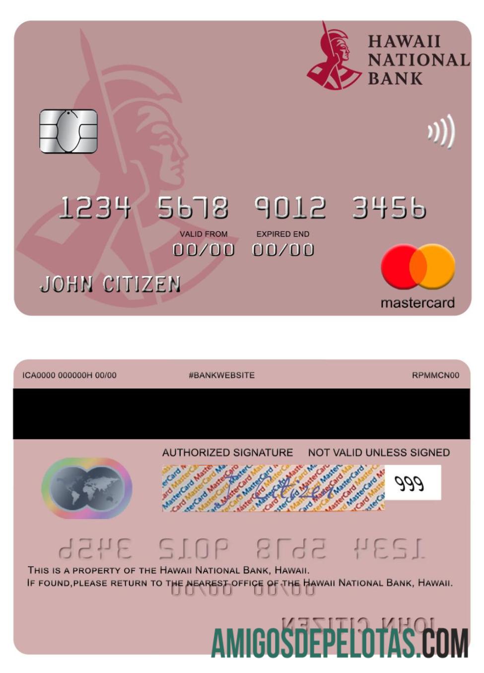 Hawaii, Hawaii nasional bank mastercard sampel