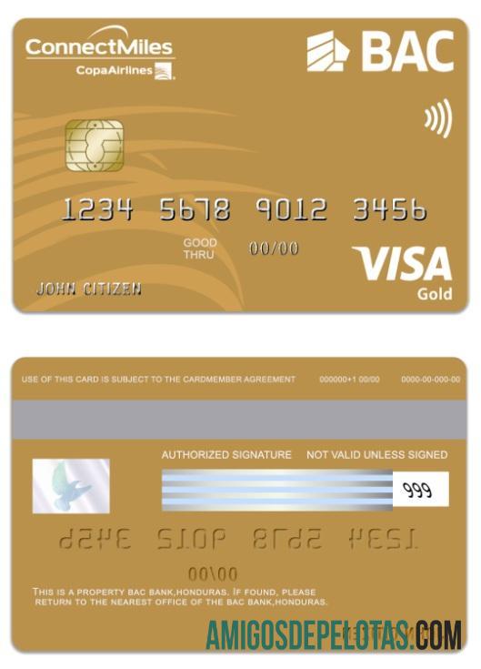 Honduras BAC bank visa gold kartu pratinjau