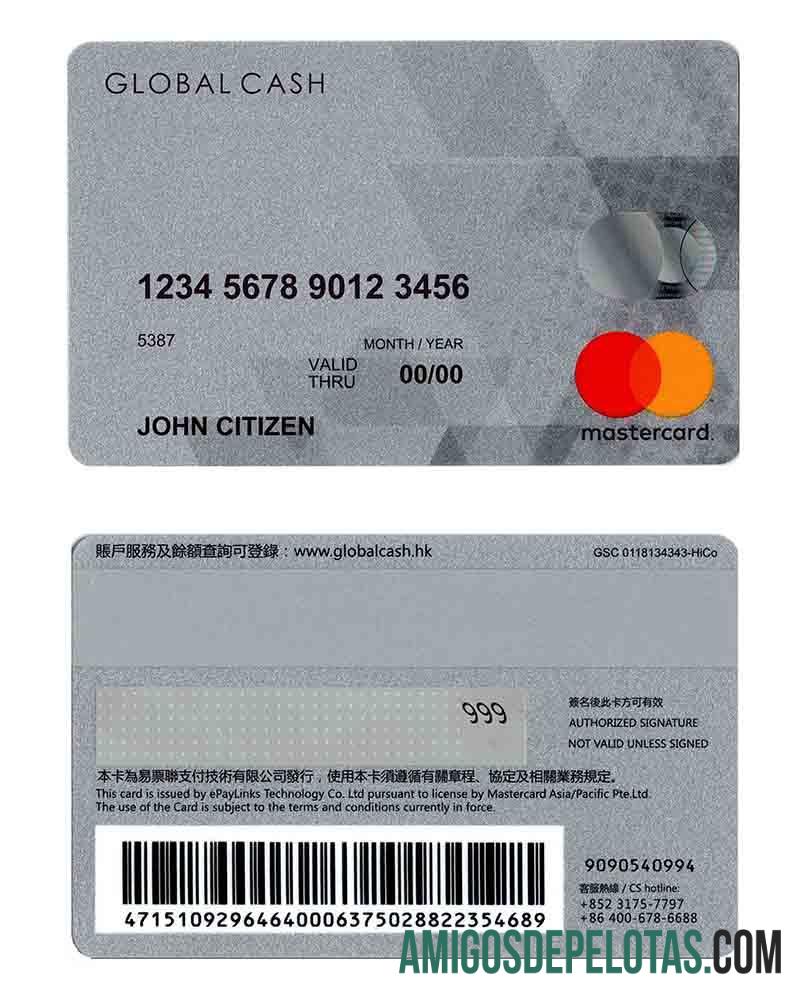 Hong Kong Global Cash mastercard templat