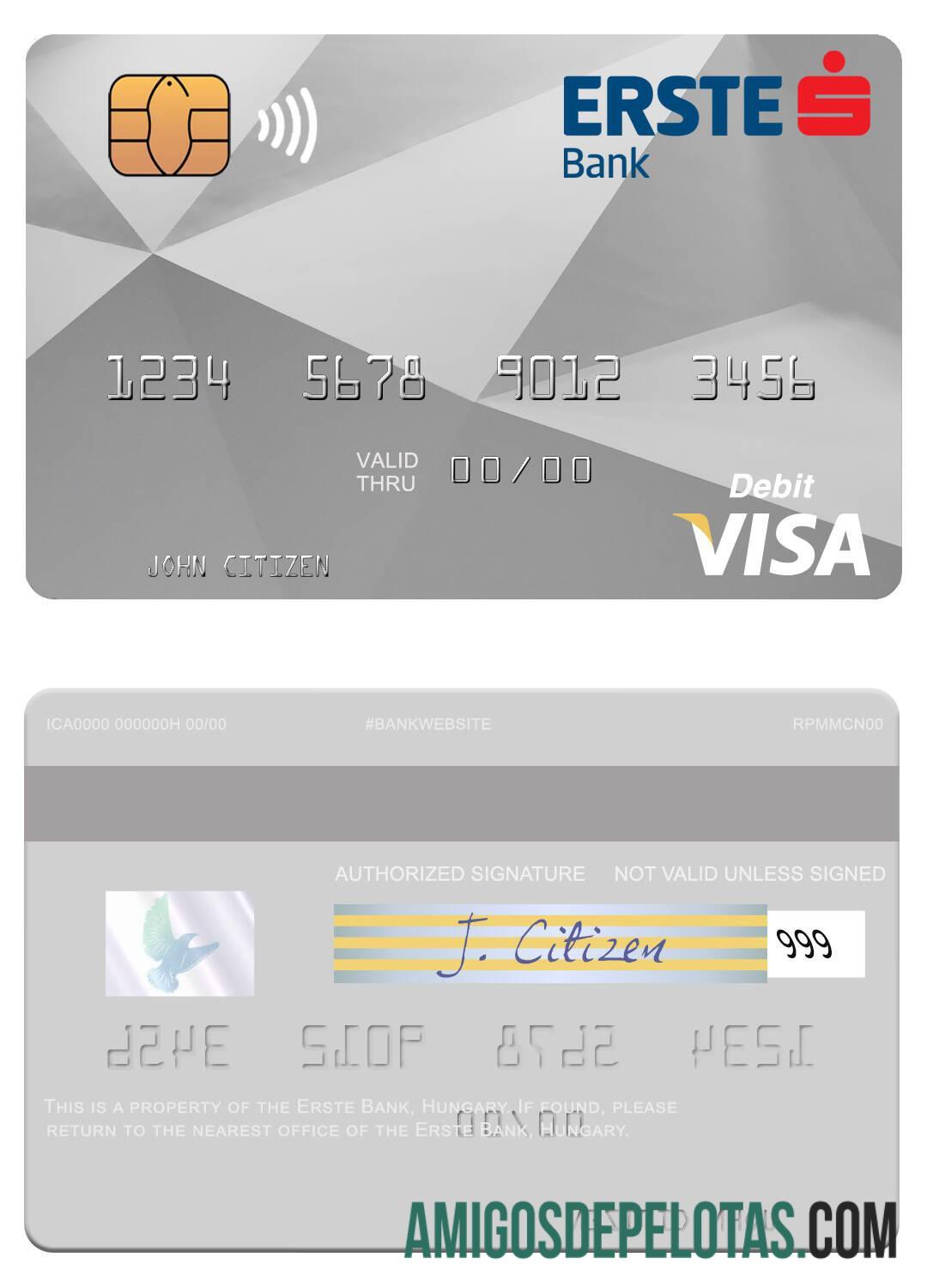 Hungaria Erste bank visa Debit kartu templat