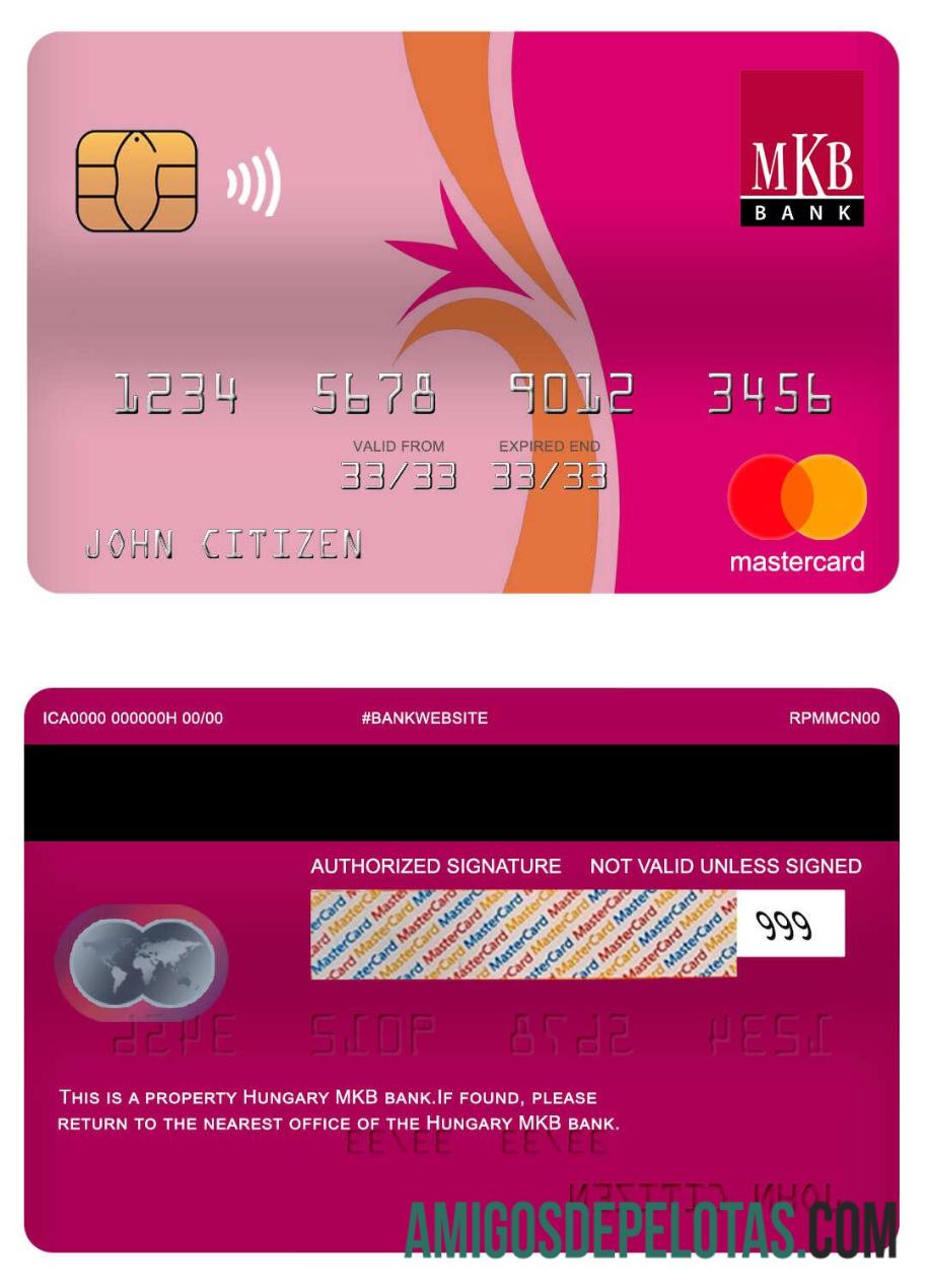 Hungaria MKB bank mastercard templat