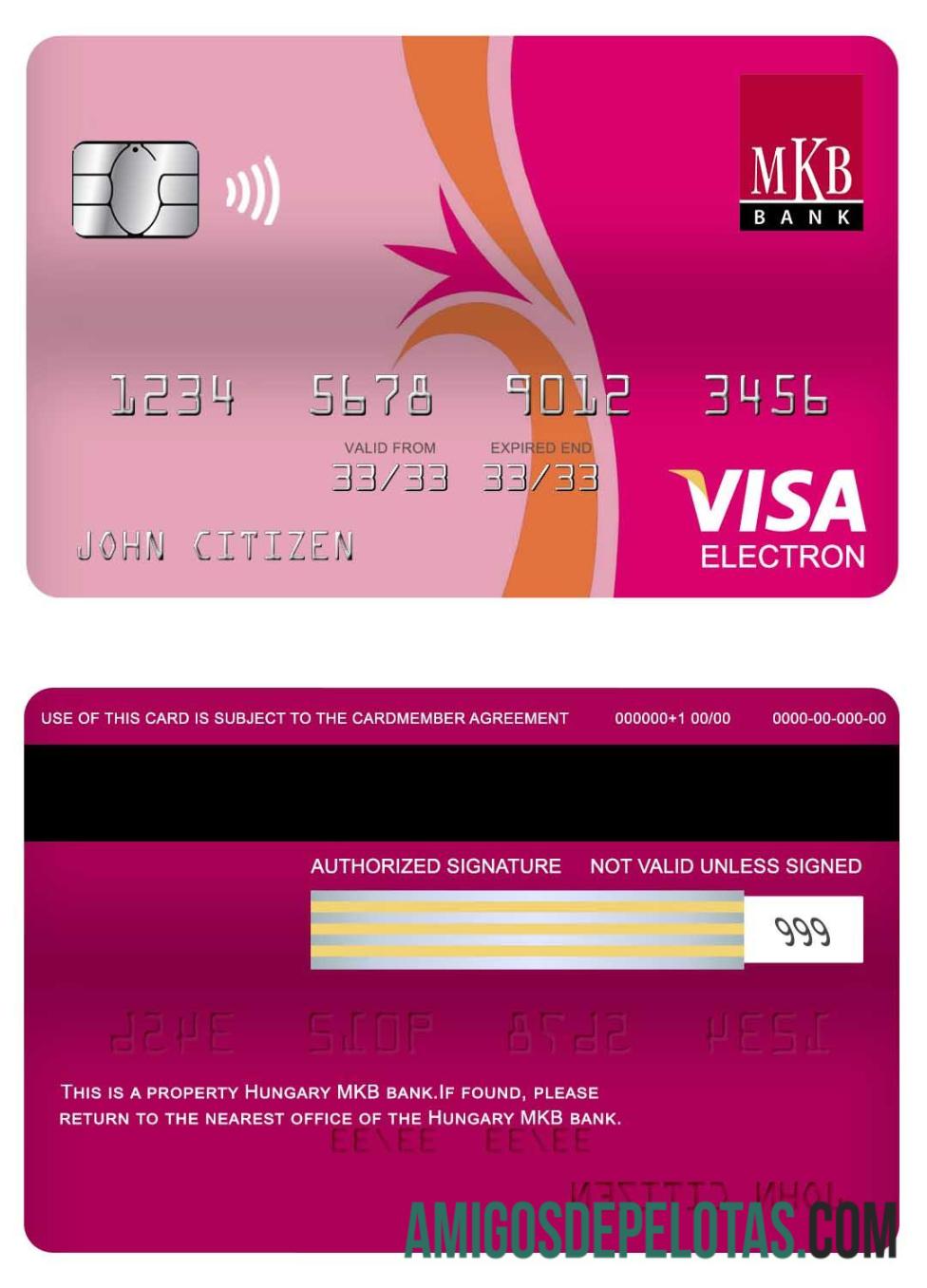 Hungaria MKB bank visa electron kartu desain