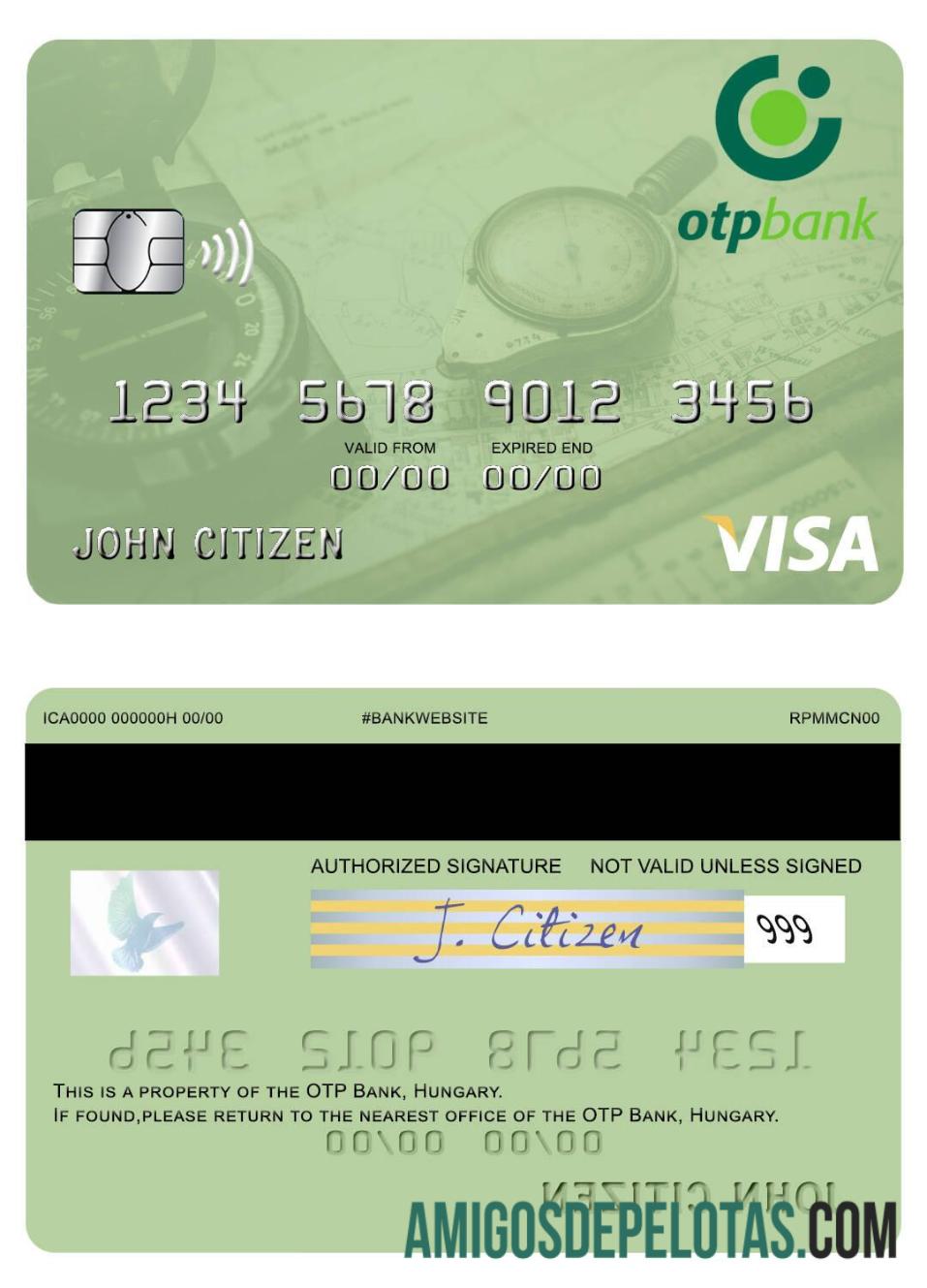 Hungaria OTP bank visa kartu templat