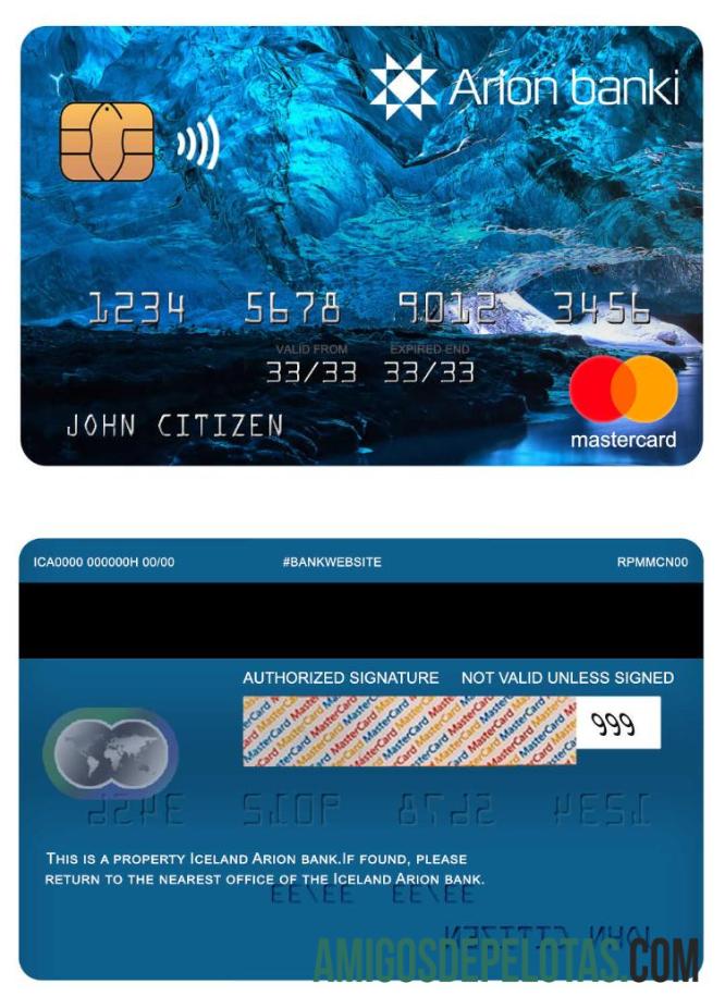 Islandia Arion bank mastercard desain