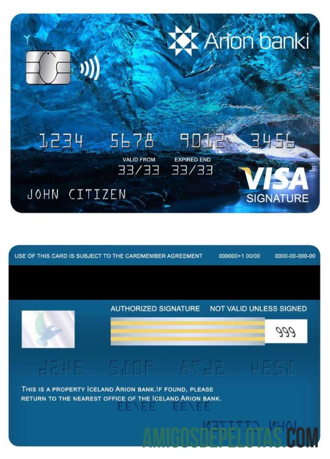 Islandia Arion visa Tanda Tangan kartu makering