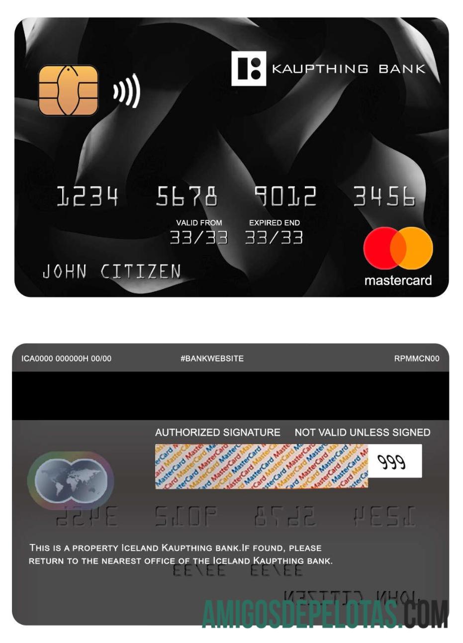 Islandia Kaupthing bank mastercard sampel